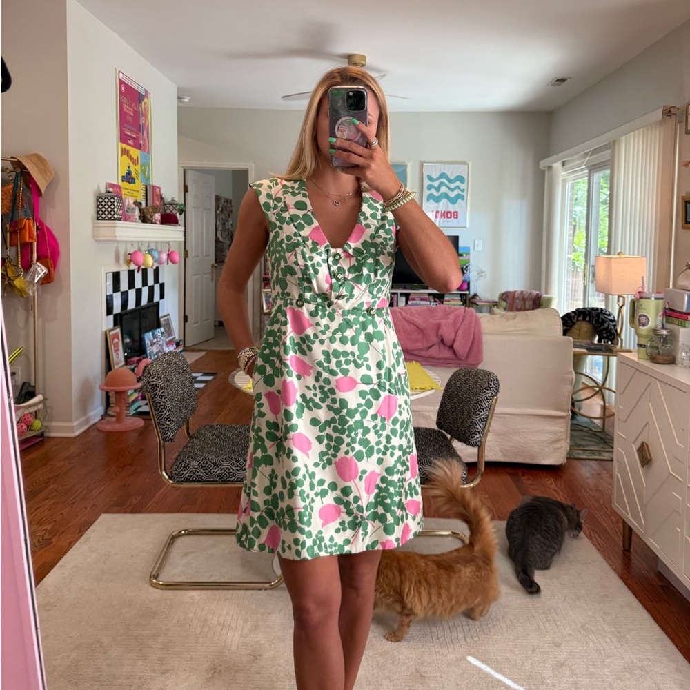 MOULINETTE SOEURS VINTAGE SILK FLORAL DRESS SIZE 6